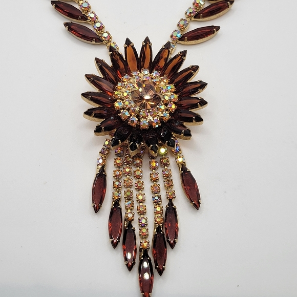 VTG Juliana Necklace | Amber/Topaz & AB Rhinestones | Verified | *AS IS* - Picture 2 of 12